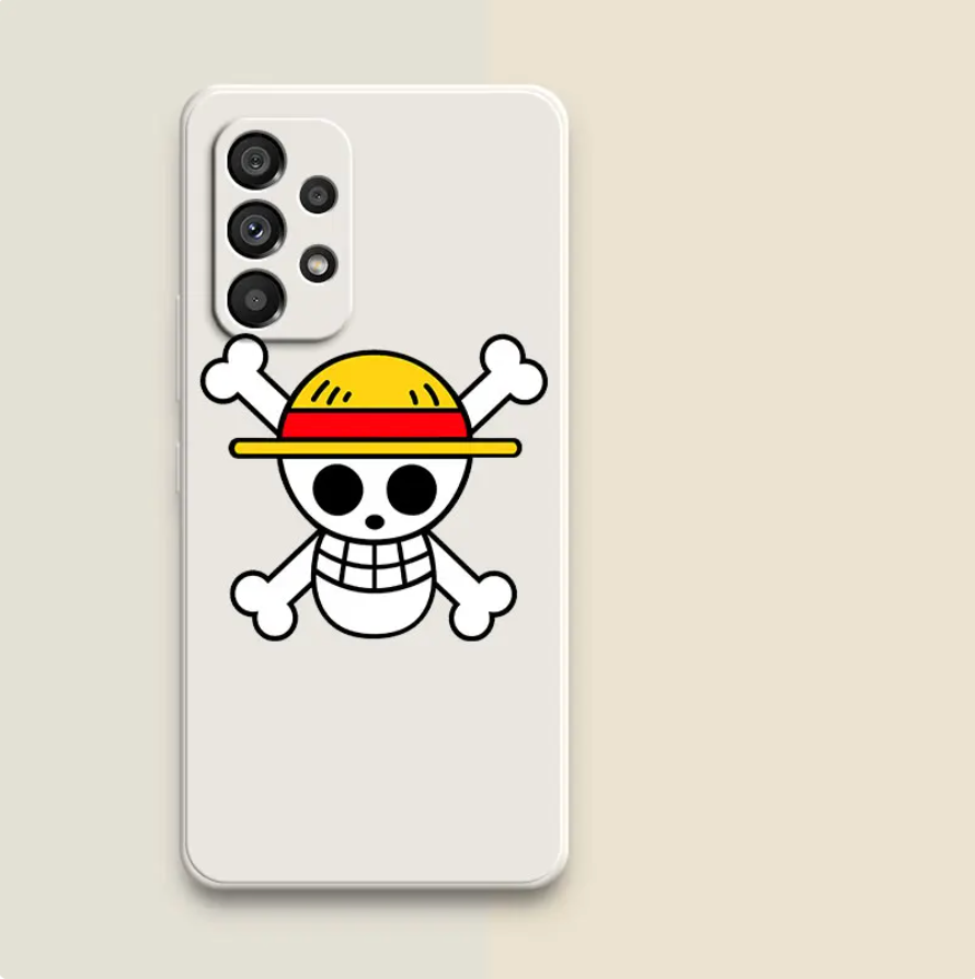 Coque One Piece bannière chapeau de paille Samsung Galaxy A en silicone blanc