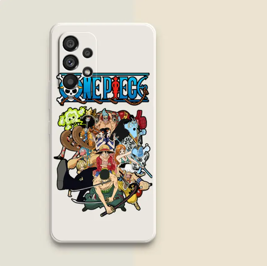 Coque One Piece équipage de luffy Samsung Galaxy A en silicone blanc