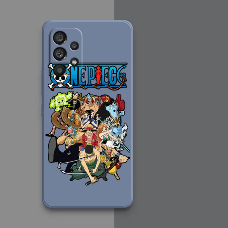 Coque One Piece équipage de luffy Samsung Galaxy A en silicone bleu