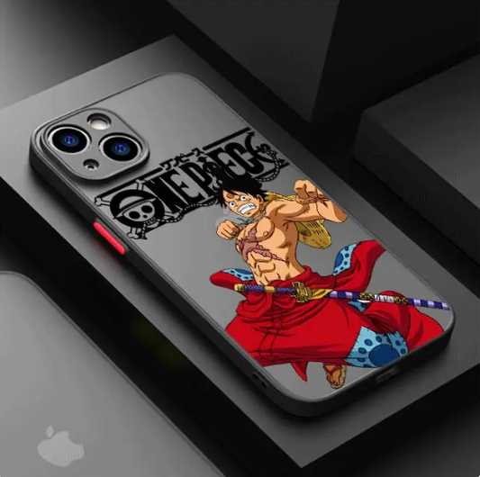 Coque de téléphone One Piece Luffy Wano iPhone X/XS/11/12/13/14/15 Pro/Max/Plus en silicone