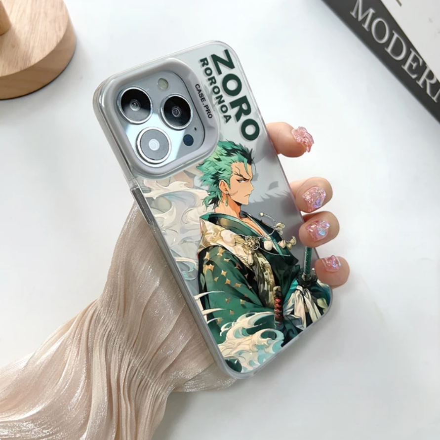 Coque de téléphone One Piece Roronoa Zoro iPhone en TPU gris