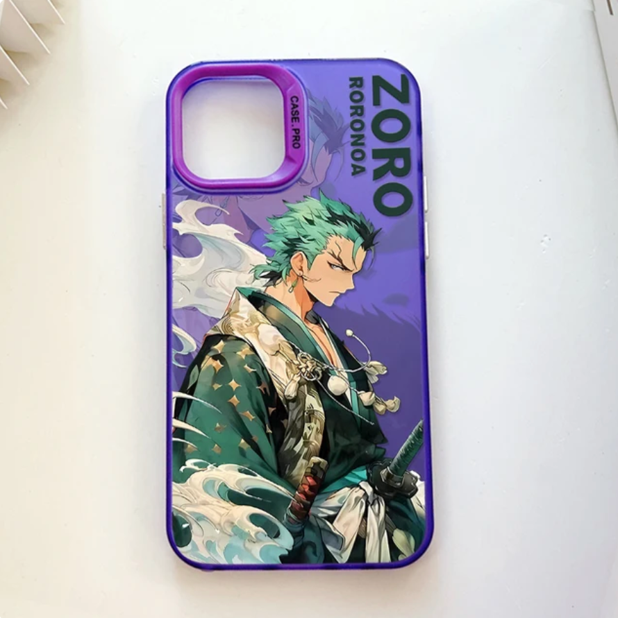 Coque de téléphone One Piece Roronoa Zoro iPhone en TPU violet